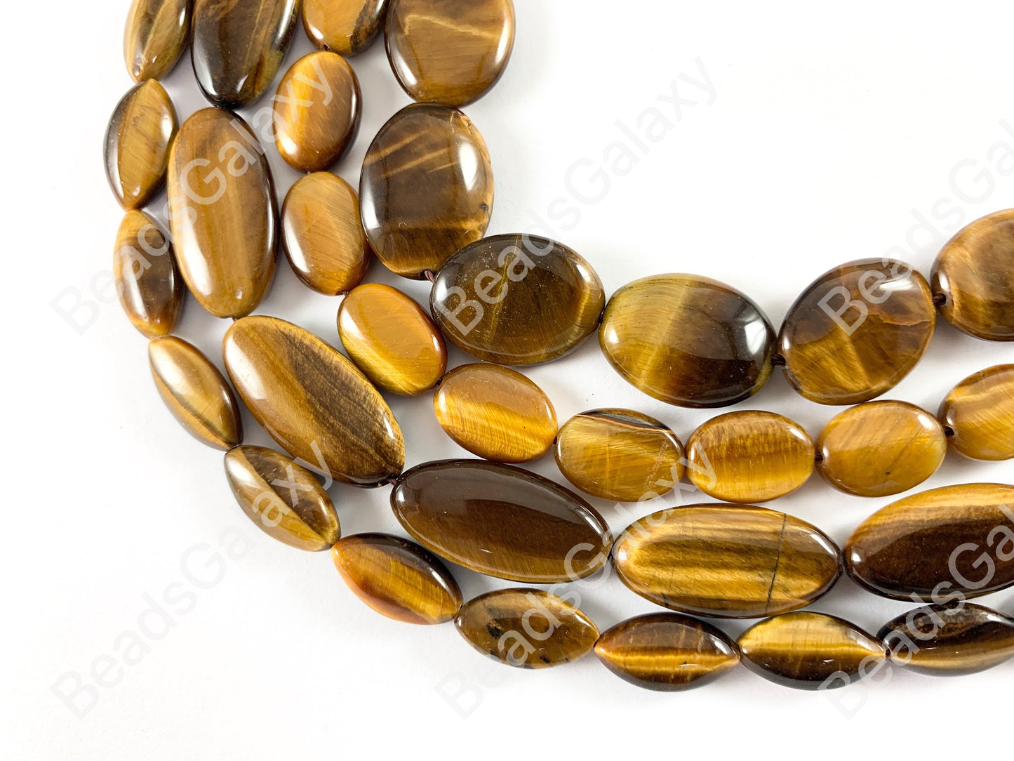 Tiger's Eye Yellow Brown Oval Long Oval Rice Smooth Natural Genuine Gemstone Beads 15x20 10x14 12x25 8x16mm Around 14"-15"