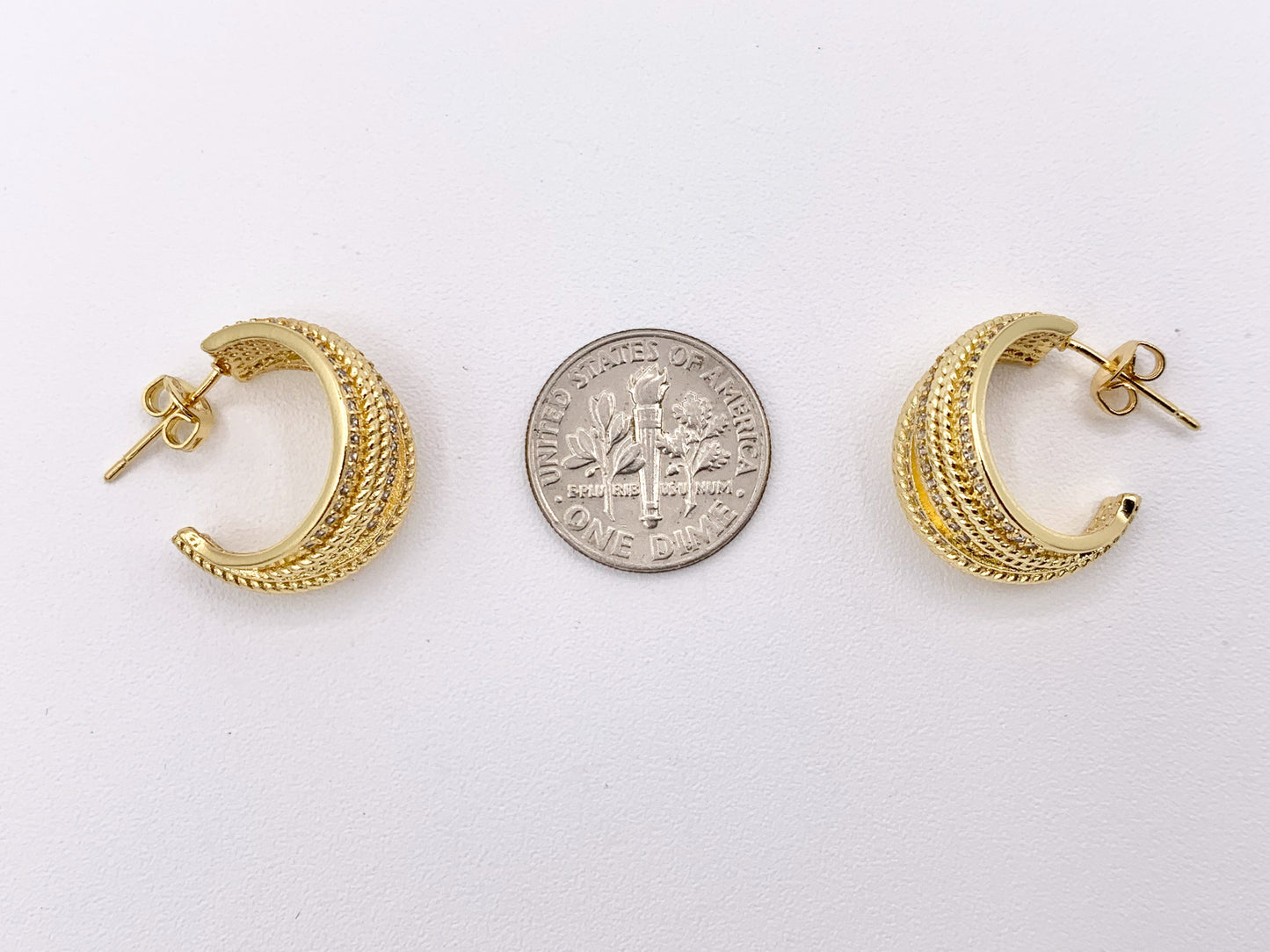 Cute Elegant Earring Huggies in 18K gold or Silver Plated Copper 3 pairs