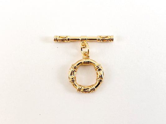 Real Gold 18K Plated Circle Toggle Over Brass 8sets