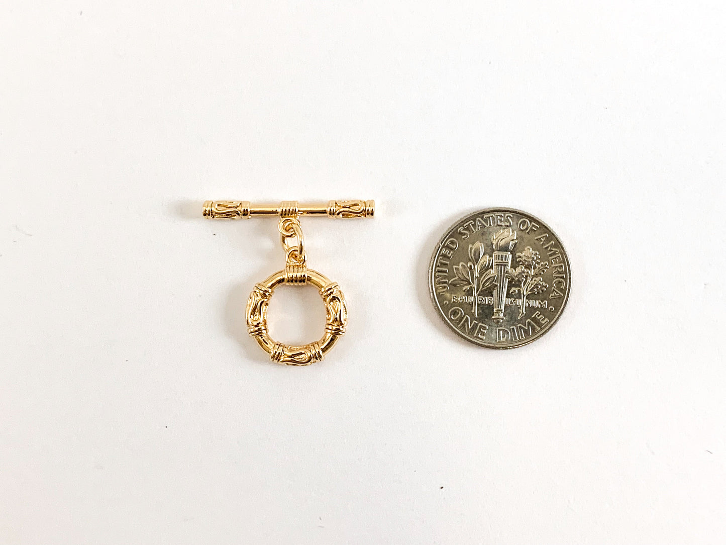 Real Gold 18K Plated Circle Toggle Over Brass 8sets