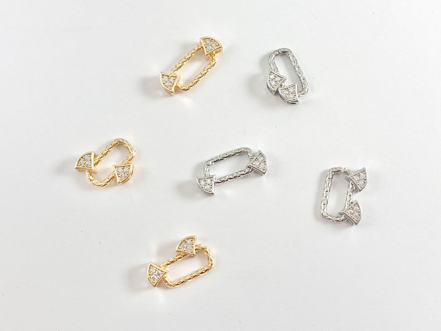 Unique Stunning Statement Connector Clasps with CZ Pave in 18K Gold or Silver Plated Copper 8 pcs