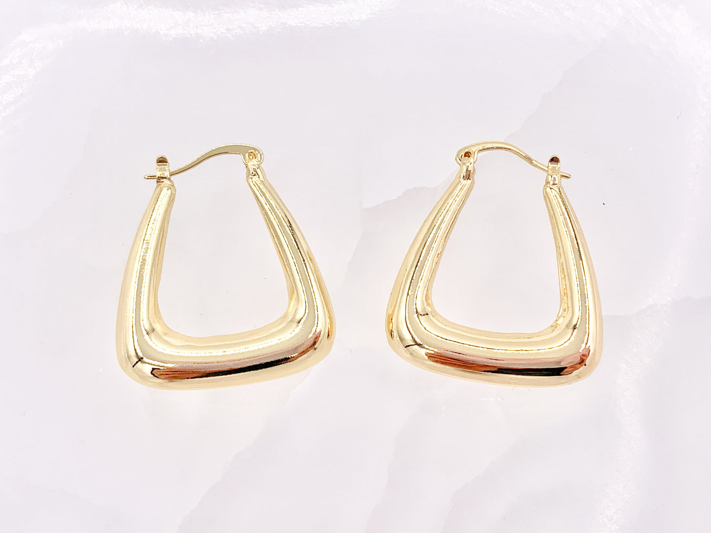 Trapezoid Triangular Geometric Statement Latch Back Earrings in 18K Gold plated Copper 3 pairs