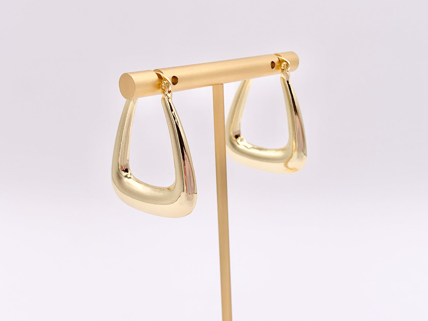 Trapezoid Triangular Geometric Statement Latch Back Earrings in 18K Gold plated Copper 3 pairs