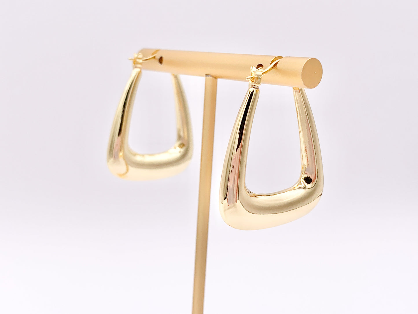 Trapezoid Triangular Geometric Statement Latch Back Earrings in 18K Gold plated Copper 3 pairs