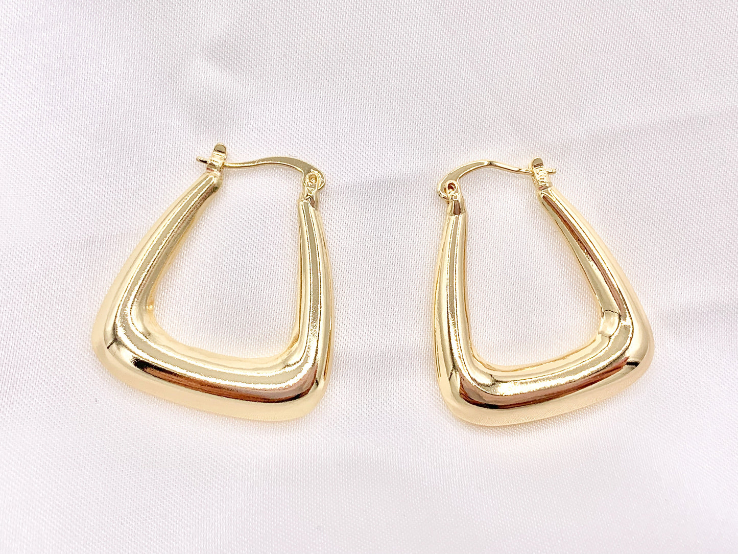 Trapezoid Triangular Geometric Statement Latch Back Earrings in 18K Gold plated Copper 3 pairs