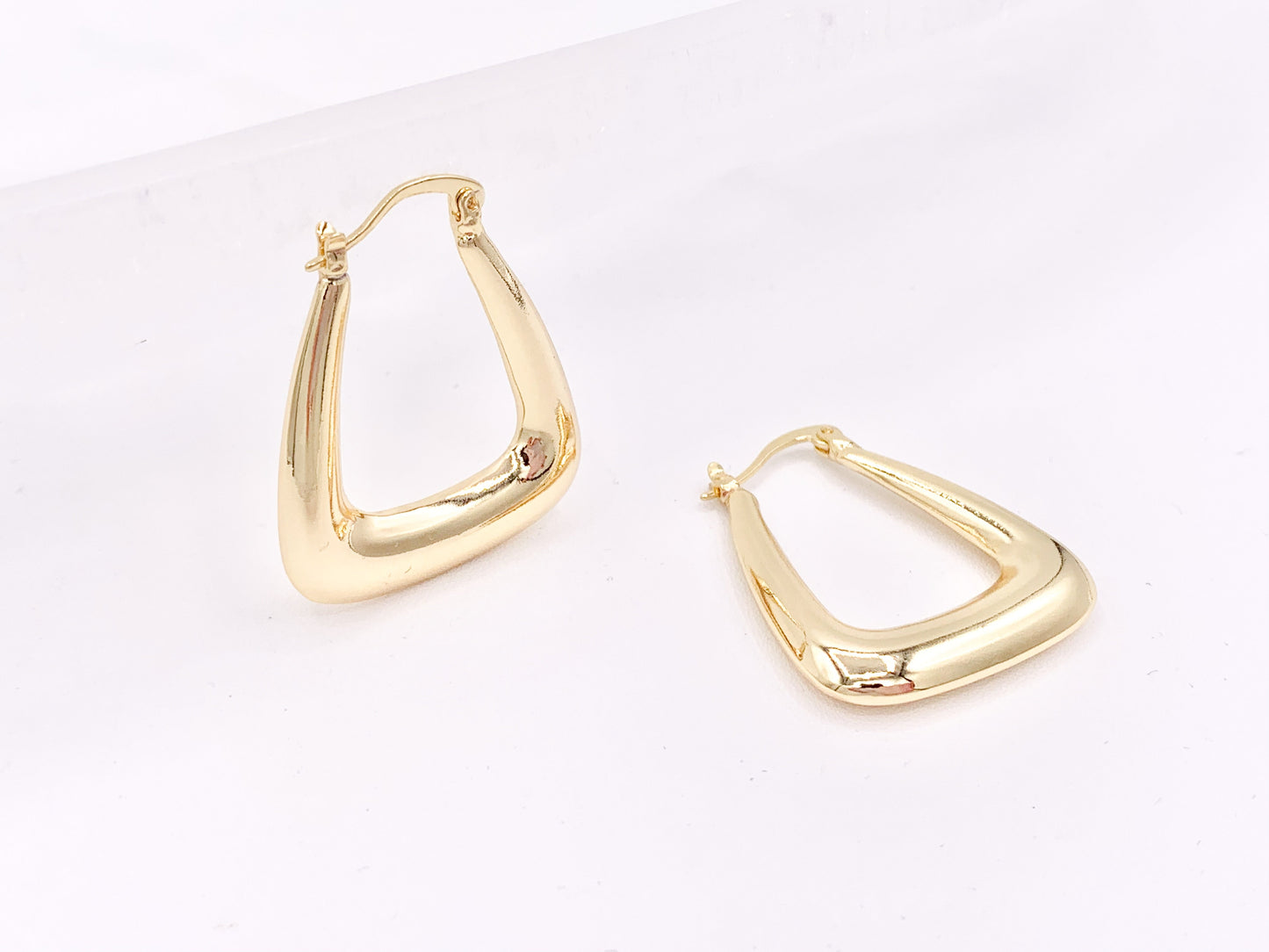 Trapezoid Triangular Geometric Statement Latch Back Earrings in 18K Gold plated Copper 3 pairs