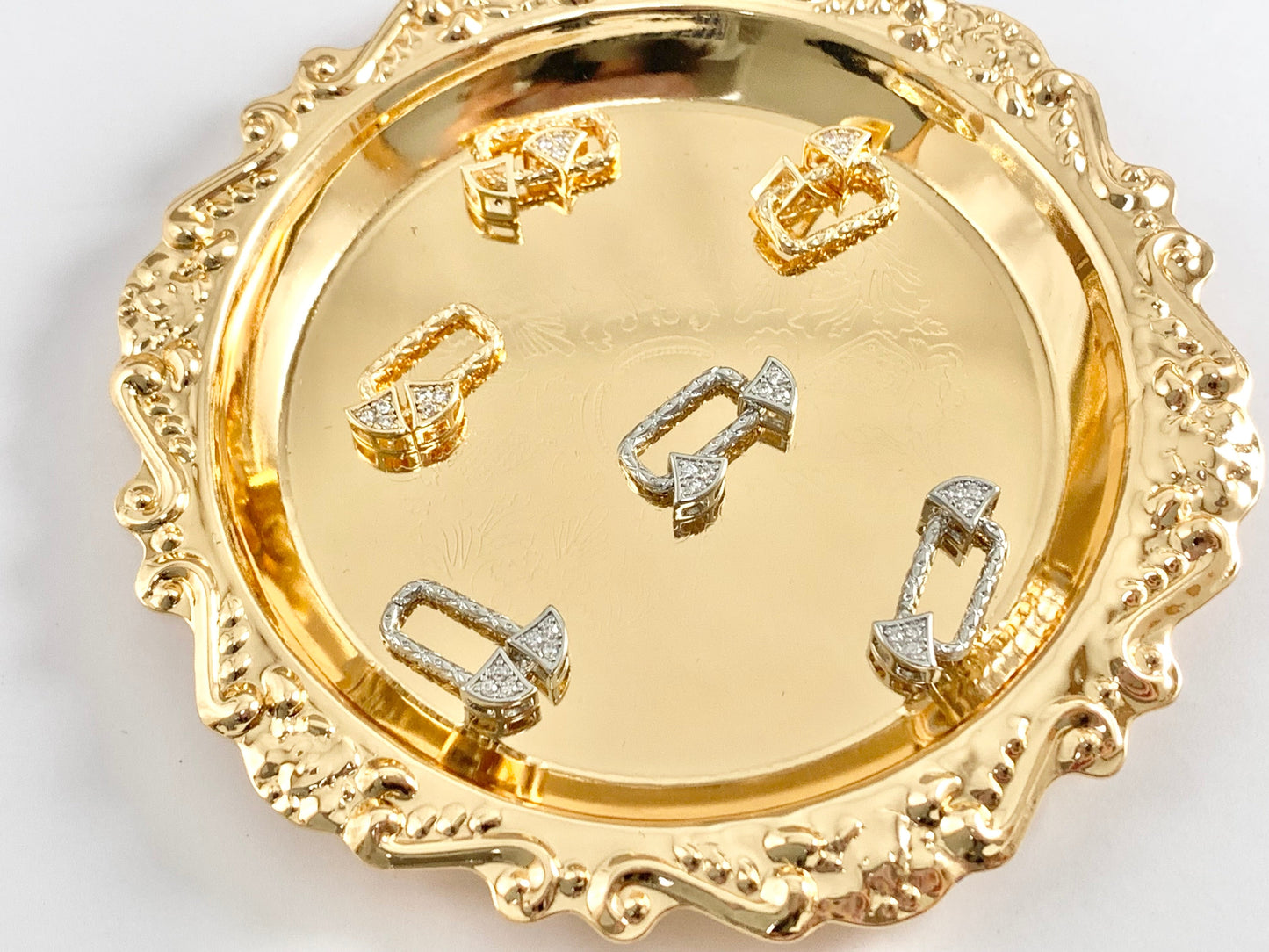 Unique Stunning Statement Connector Clasps with CZ Pave in 18K Gold or Silver Plated Copper 8 pcs