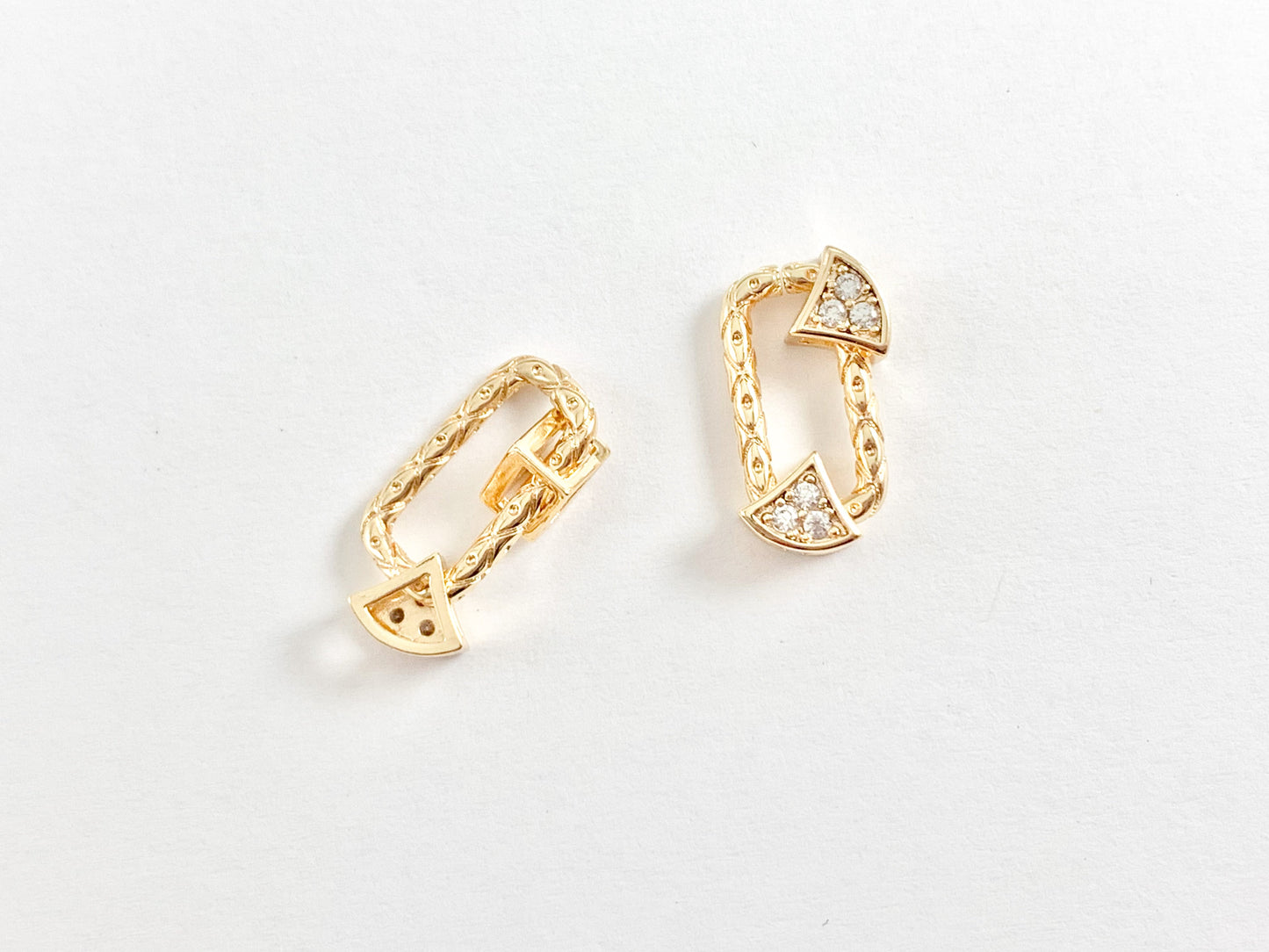 Unique Stunning Statement Connector Clasps with CZ Pave in 18K Gold or Silver Plated Copper 8 pcs