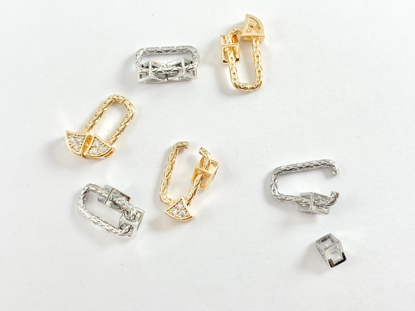 Unique Stunning Statement Connector Clasps with CZ Pave in 18K Gold or Silver Plated Copper 8 pcs