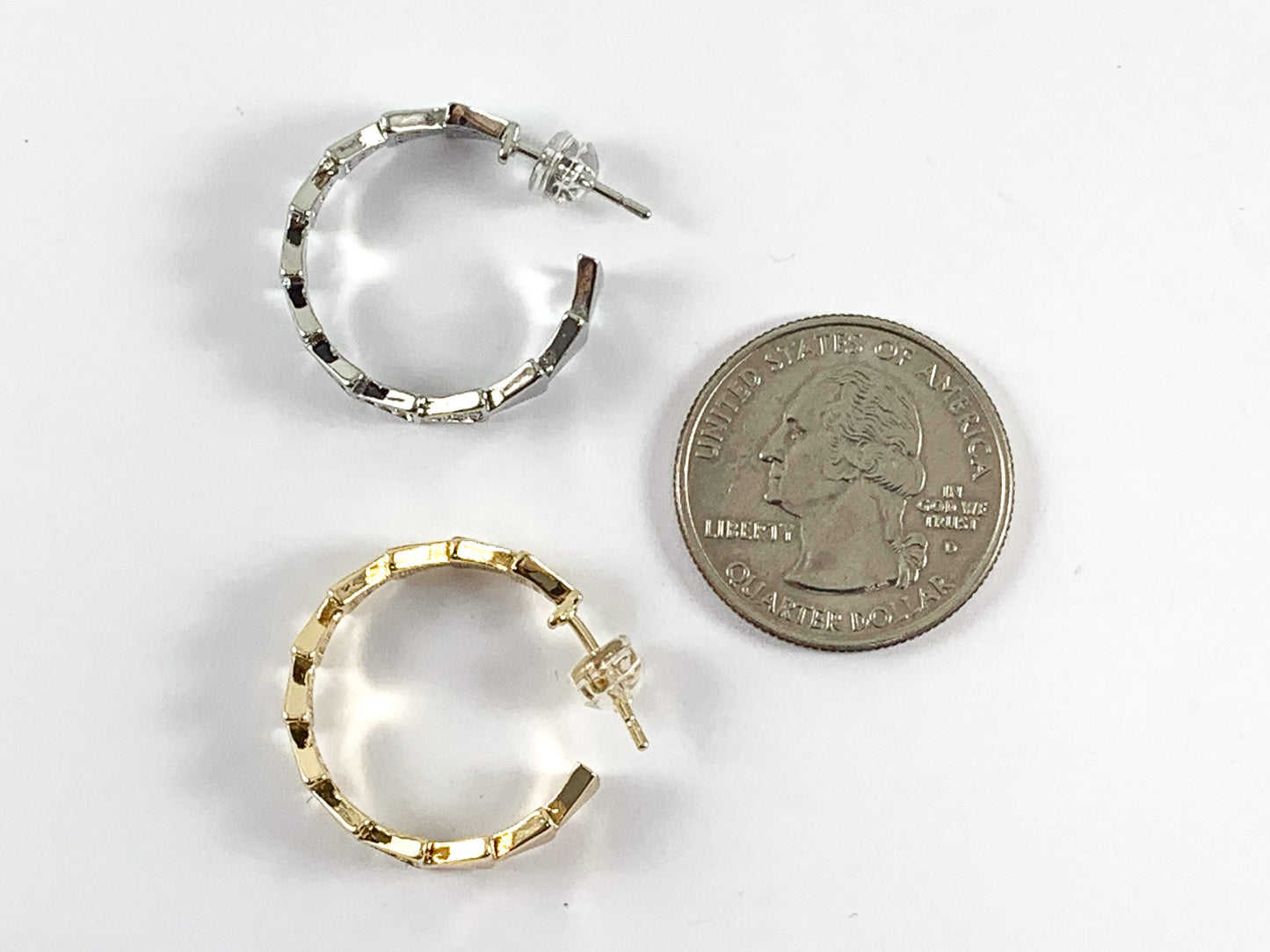 Real 18K Gold/Silver Plated CZ Pave Triangle Earring Hoop Over Copper 3 pairs