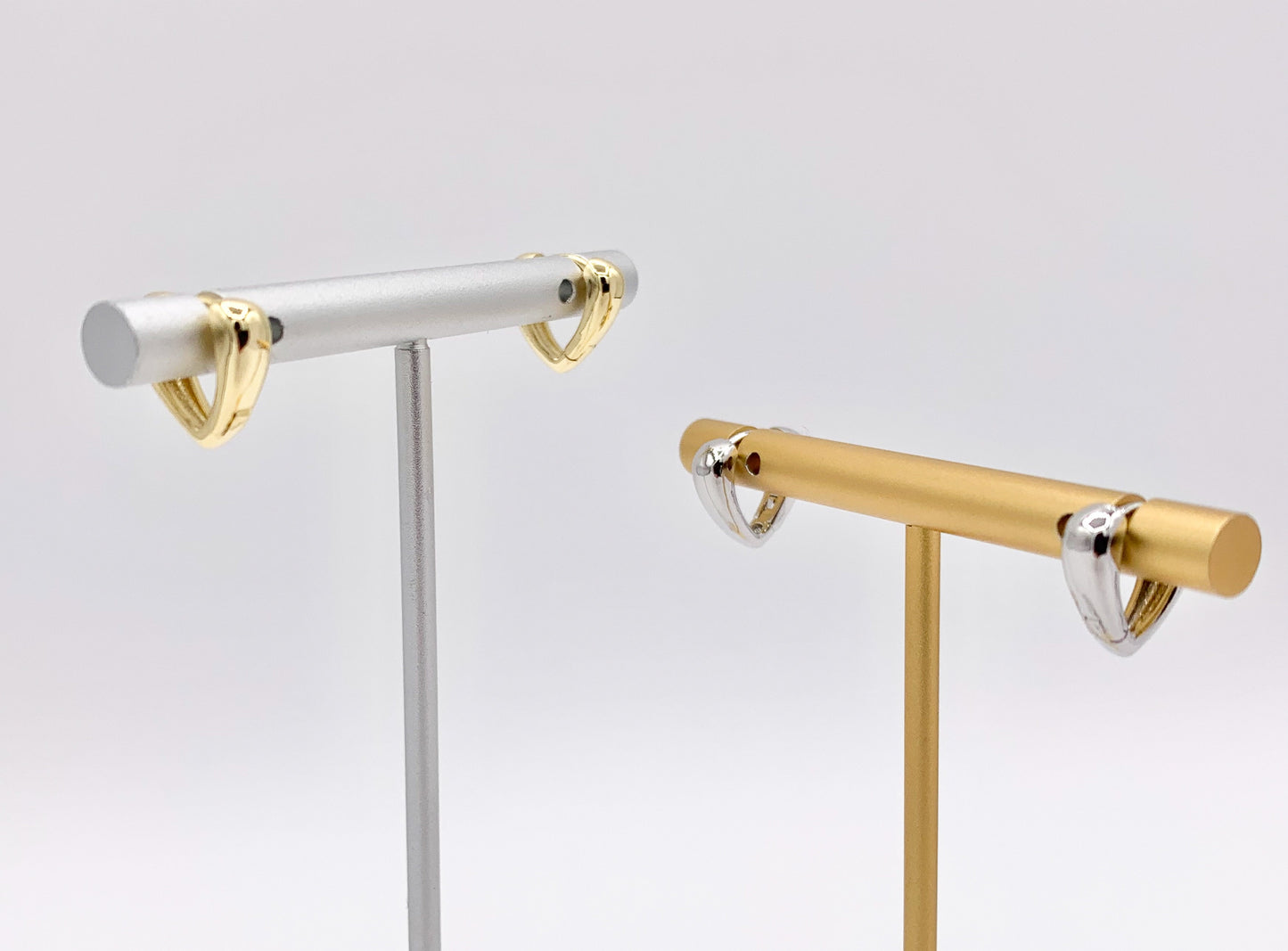 Dainty Triangle V 13mm Earring Huggies in 18K Gold or Silver Plated Copper 5 pairs