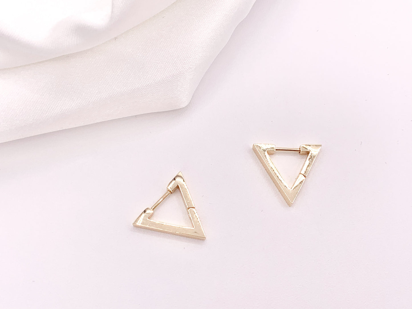 Minimalist Triangle Shaped Earring Huggies 18K Gold Plated Over Brass Earrings 5 pairs