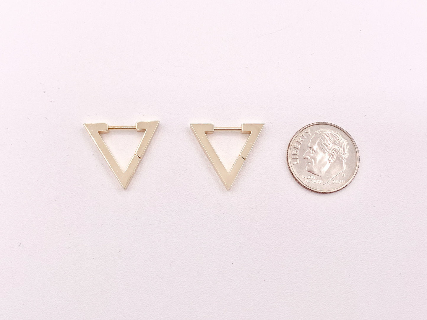 Minimalist Triangle Shaped Earring Huggies 18K Gold Plated Over Brass Earrings 5 pairs