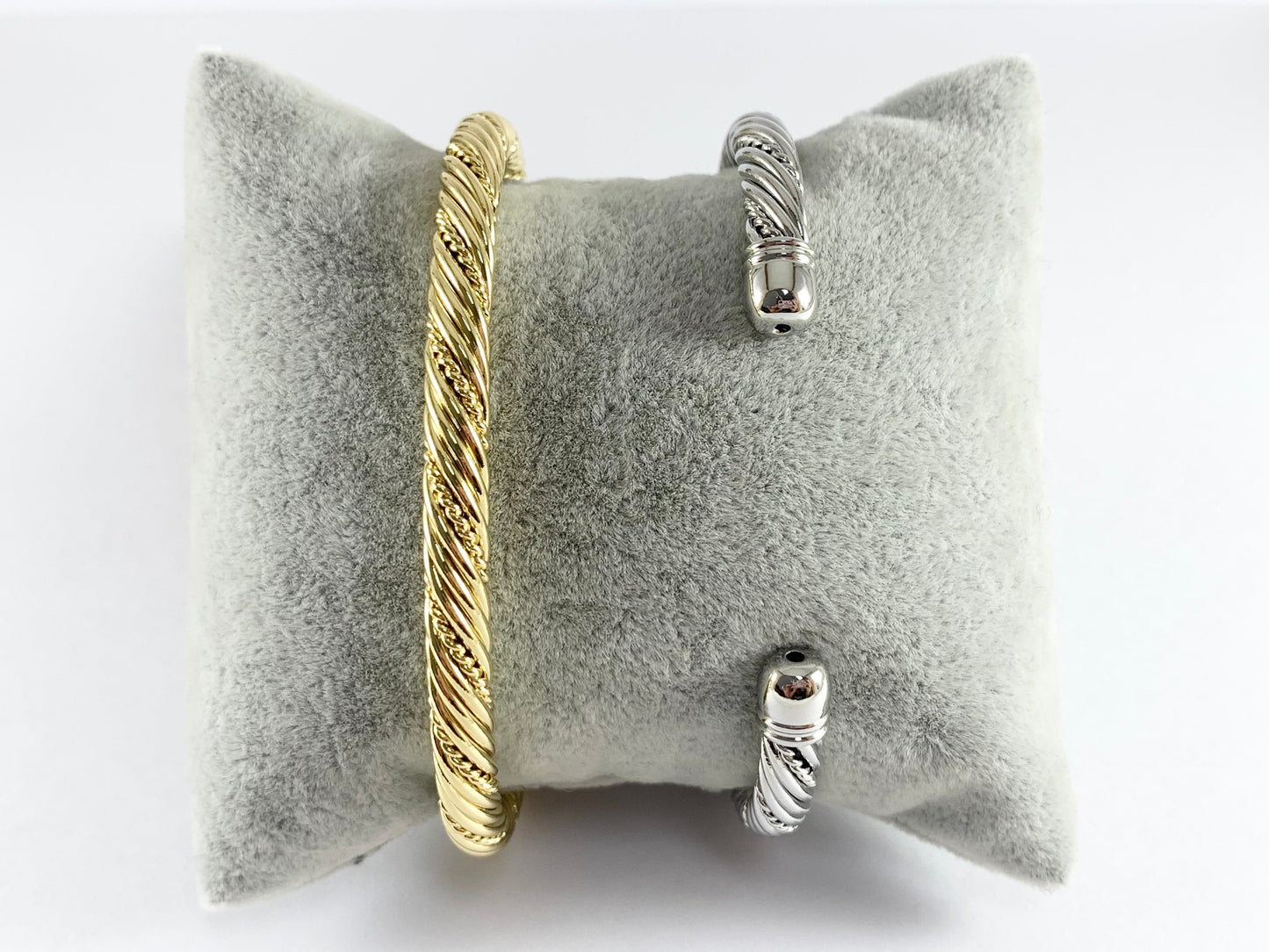 Real Gold/Platinum 18K Plated Copper Twisted Braided Bracelet Cuffs 2pcs in a bag