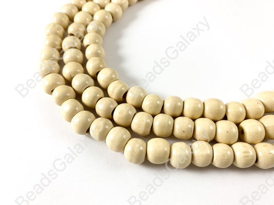 Wood Beads Large Hole Rondelle Smooth Natural Beads 15"-16"