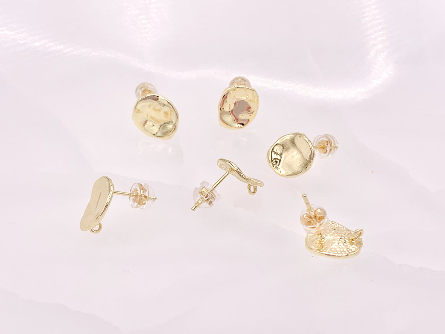 Wavy Oval Earring Component with Loop in 18K Gold Plated Copper 5pairs
