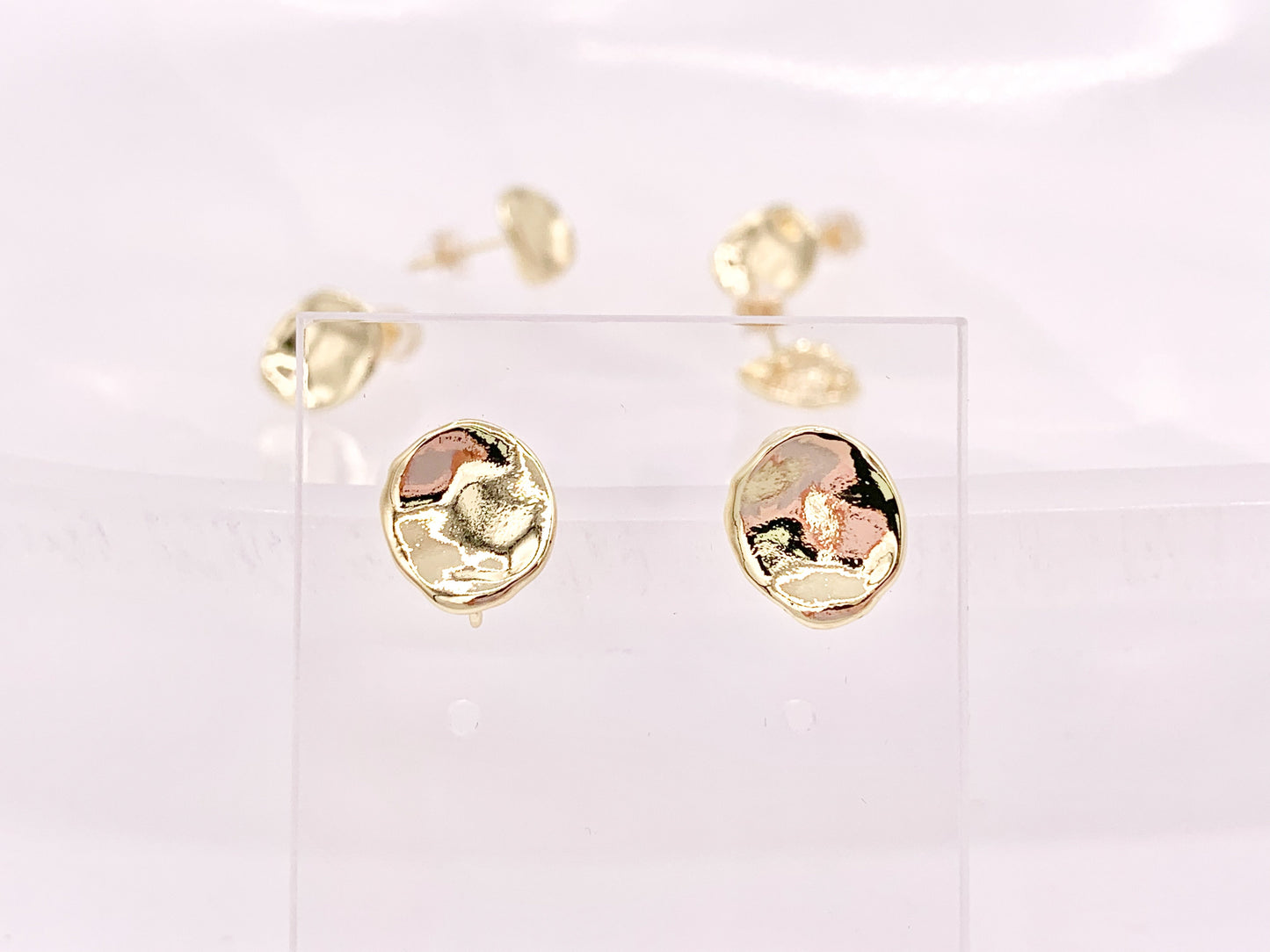 Wavy Oval Earring Component with Loop in 18K Gold Plated Copper 5pairs