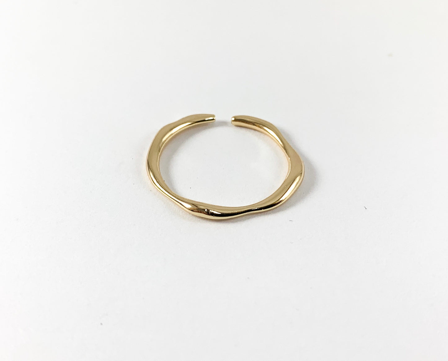 18K Gold Plated Copper Plain Wavy Band Dainty Adjustable Ring 6pcs