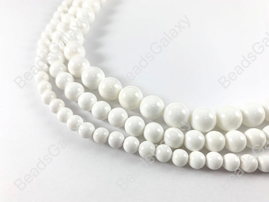 Smooth White Tridacnidae/Tridacna Shell Round Beads Around 15"